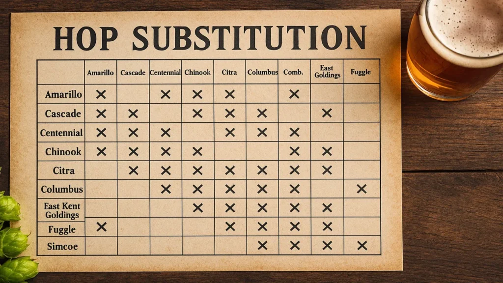 Hop Substitution Chart